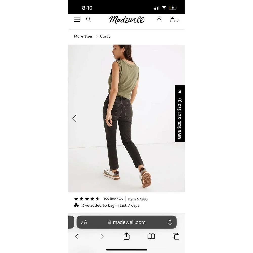 Madewell The Curvy Perfect Vintage Jean in Lunar Wash womens size 25 - Picture 2 of 10